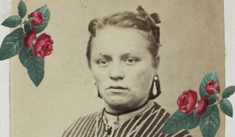 Portrait de Suétens Léontine Eugénie (1846-?), cantinière (balnchisseuse) au 135ème bataillon, pris à la prison de Satory à Versailles. Membre de la Commune de Paris en 1871.
