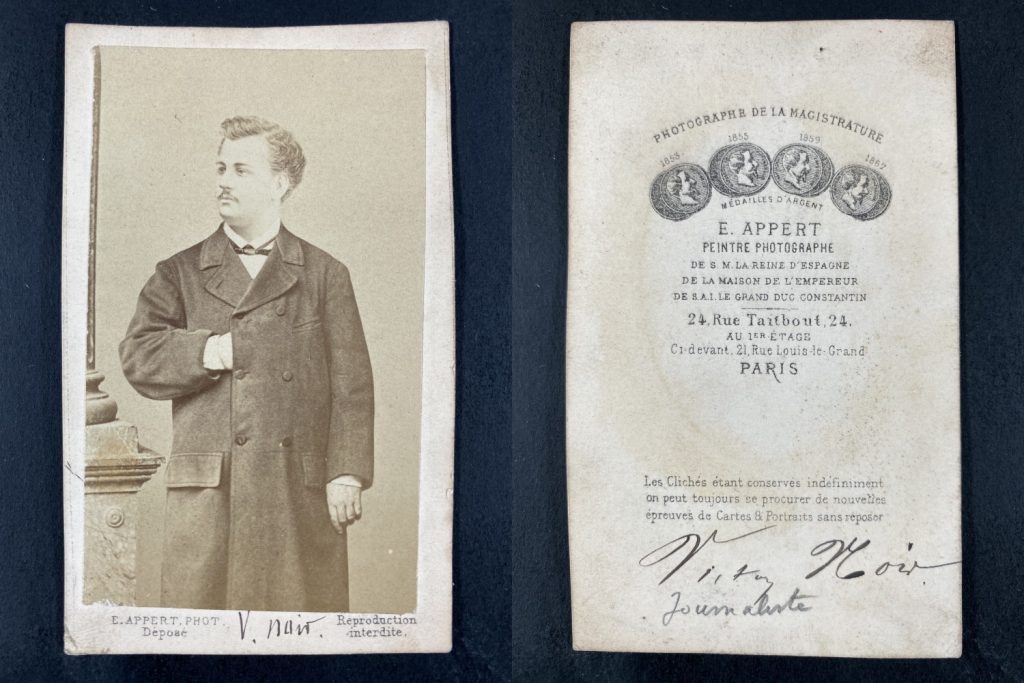 Journalist Victor Noir Journalist Victor Noir - killed just prior to the Paris Commune 1871 - Collodion portrait by Appert