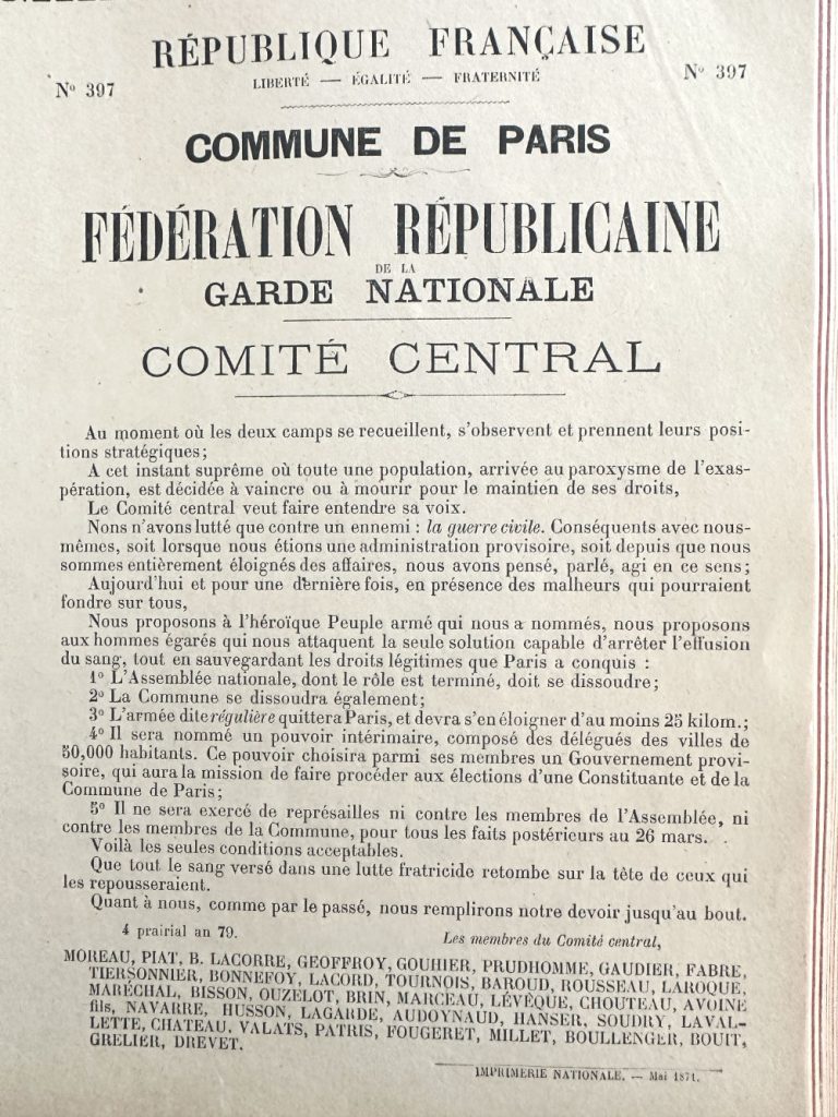 Paris Commune statement 20 May 1871