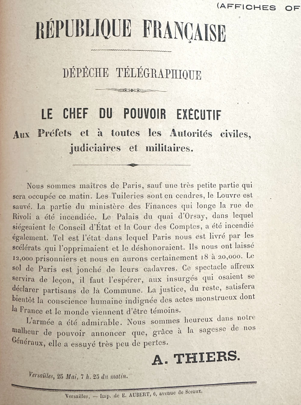 Statement of Thiers 25 May 1871