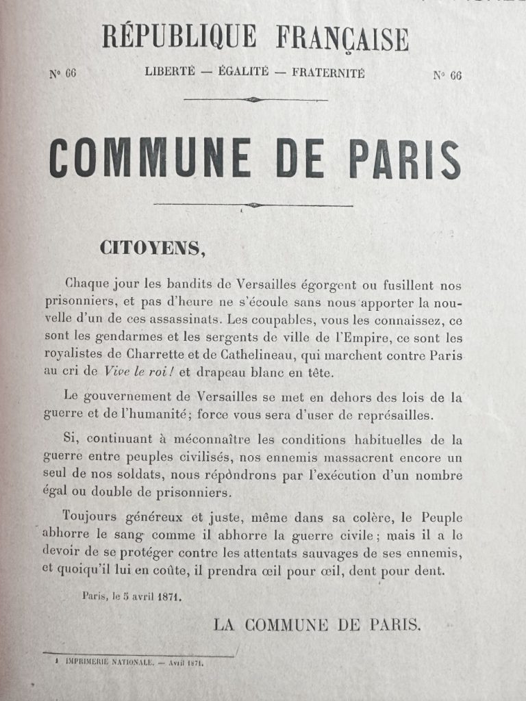 Statement of the Paris Commune 5 April 1871