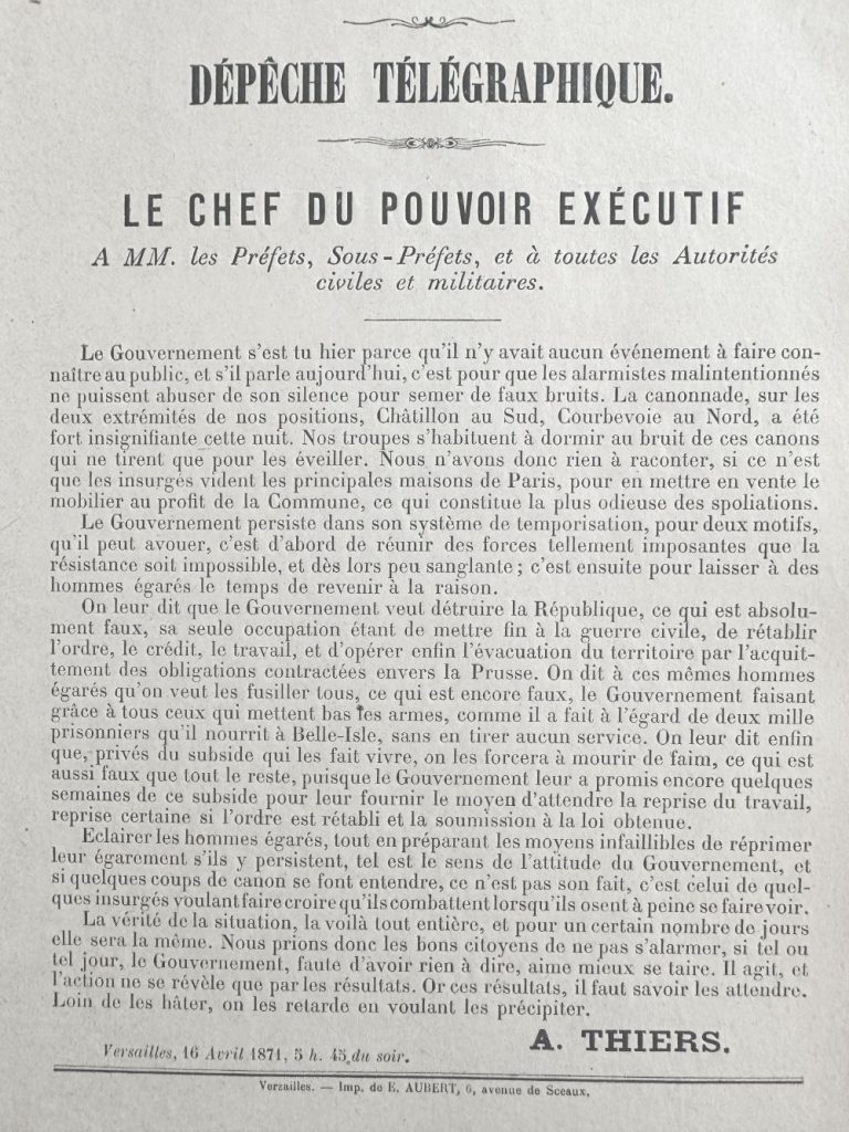 Telegraphic Dispatch 16 April 1871