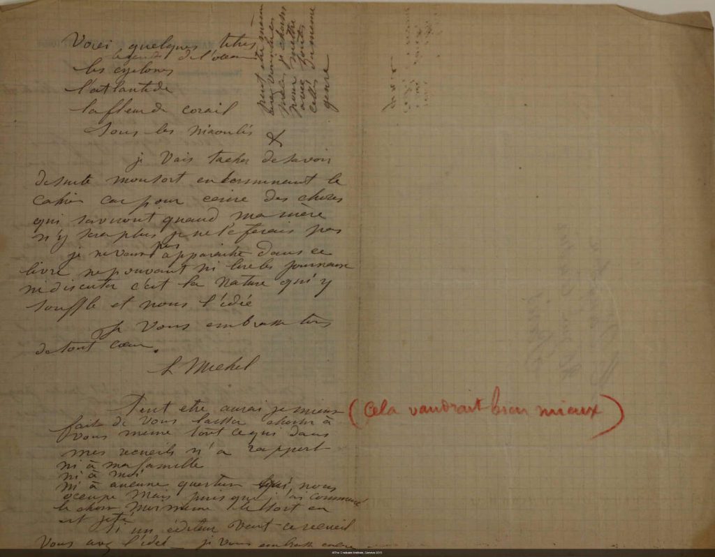 Manuscript Letter of Louise Michel to Ernest Vaughan from prison page 2
